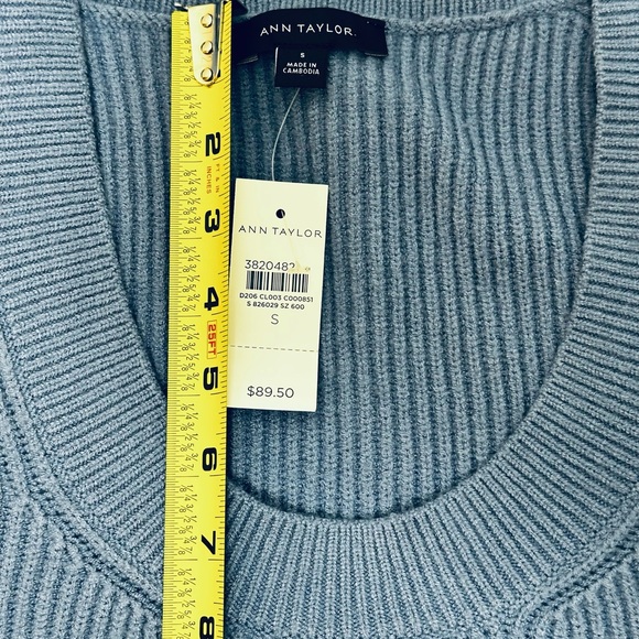 Ann Taylor Light Blue Ribbed Scoop Neck Sweater - Picture 4 of 16